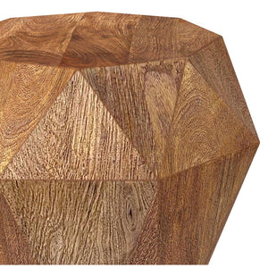 English Elm Pringle Octagonal Faceted Mango Wood Side Table — Gemstone-Inspired Sculptural Accent for Living Rooms Natural B062P299918