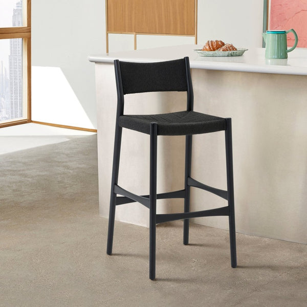 English Elm Erie Woven Paper Cord Rubberwood Counter Stool for Kitchen Island or Home Bar B2736P464816