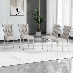 English Elm Modern Velvet Upholstered Dining Chairs Set of 2 with Electroplated Legs for Kitchen Light Gray W210P301597