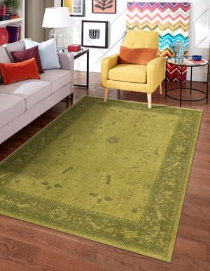 Unique Loom La Jolla Floral Machine Made Floral Rug Green, Green/Light Green 7' 10" x 11' 0"