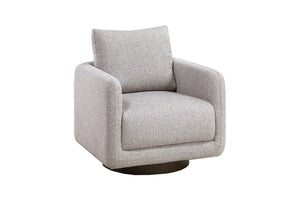 English Elm Modern Beige Bouclé Swivel Accent Chair — 360° Upholstered Low-Profile Cushion Chair with Wooden Base B011P369862