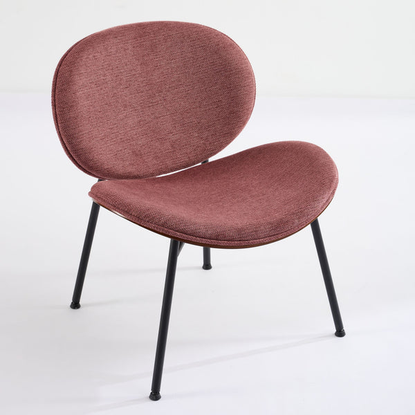 English Elm Mid-Century Shell Chair with Wood Grain Veneer, Curved Wide Seat, Metal-Wood Frame Holds 330+ lbs Bean paste red W1143P214254