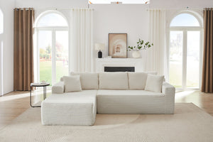 English Elm L-Shaped Modular Sectional Sofa - Plush Corduroy Sleeper, No Assembly, Perfect For Living Spaces! W2339P294926