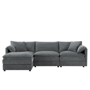 English Elm 9687aab-6 Seat Structured Upholstered Sofa for Large Family and Open Living Rooms Dark Gray N723P243195B