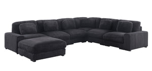 English Elm Sloane 151"W Charcoal Corduroy L-Shaped Modular Sectional Sofa & Ottoman For Stylish Comfort B061S00918-GIGA