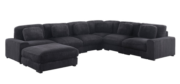 English Elm Sloane 151"W Charcoal Corduroy L-Shaped Modular Sectional Sofa & Ottoman For Stylish Comfort B061S00918-GIGA