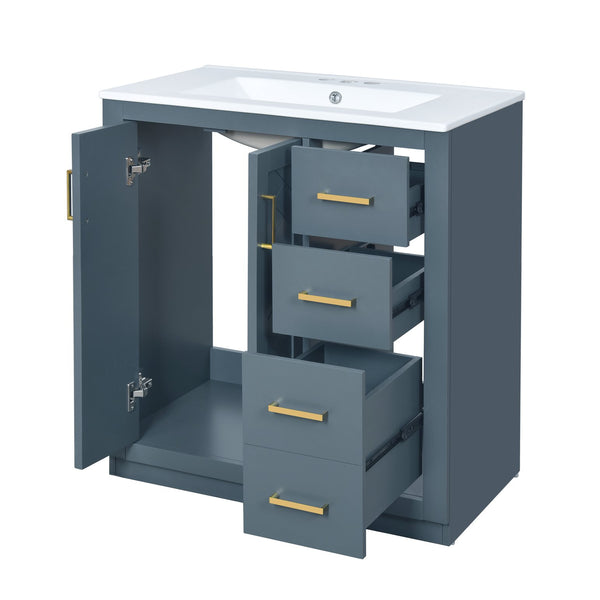 English Elm 60'' Bathroom Vanity Set With Elegant Ceramic Sink, Solid Wood Frame & Ample Storage For Modern Spaces N710SS00002C