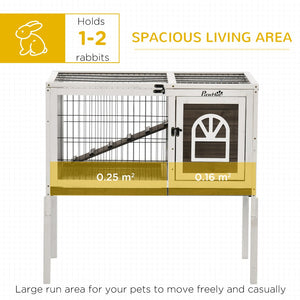 English Elm Pawhut Fir Wood Indoor Rabbit Hutch Elevated Pet Cage with Run Ramp and Tray W2225P173742