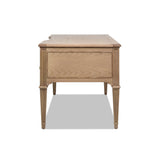 English Elm Dauphin Gold Accent 5-Drawer Wood Executive Desk, Natural Brown Wood