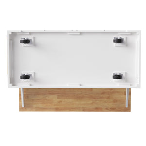 English Elm K&K 54" Farmhouse Kitchen Island with Embossed Texture, Drop Leaf, Soft-Close Drawers & Wheels White N707P195395W