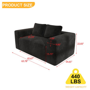 English Elm Sofa in a Box Memory Foam Floor Loveseat Corduroy Upholstered Studio Lounge Couch W1960P334843