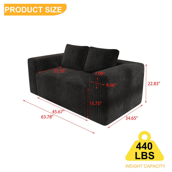 English Elm Sofa in a Box Memory Foam Floor Loveseat Corduroy Upholstered Studio Lounge Couch W1960P334843