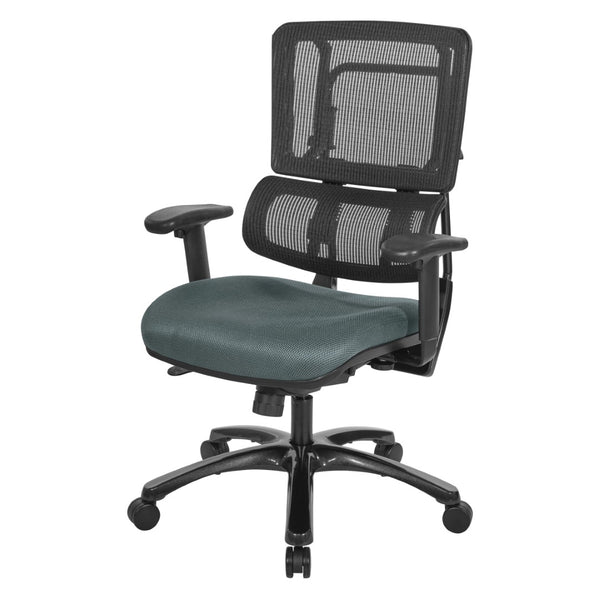OSP Home Furnishings Vertical Mesh Back Ergonomic Manager Chair with Synchro Tilt and Polished Aluminum Base Grey 99663B-2M