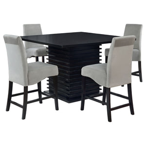 English Elm Shandra Grey and Black 5-Piece Counter Height Dining Set | Plush Upholstered Stools, Modern Table Retreat B062S00894