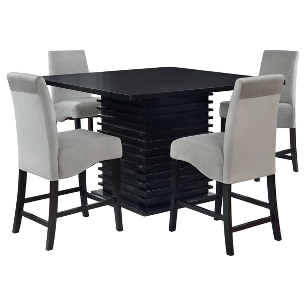 English Elm Shandra Grey and Black 5-Piece Counter Height Dining Set | Plush Upholstered Stools, Modern Table Retreat B062S00894