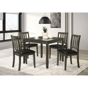English Elm Rowland 5-Piece Dining Set with Honey Wood Table and Slat-Back Chairs, Black Leatherette Cushions Crafted for Casual Elegance Charcoal B062P353276