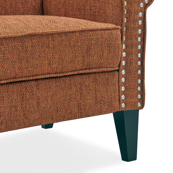 English Elm Barnet Upholstered Accent Chair with Nailhead Trim and Tapered Wood Legs for Living Rooms B127P495067