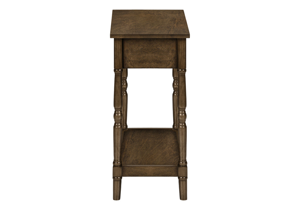 English Elm Accent Table, Two-Tiered Design With Storage Drawer - Traditional Brown Veneer For Stylish Spaces B2710P219466