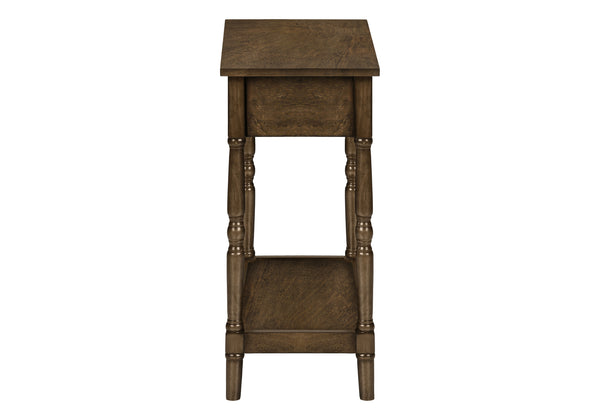 English Elm Accent Table, Two-Tiered Design With Storage Drawer - Traditional Brown Veneer For Stylish Spaces B2710P219466