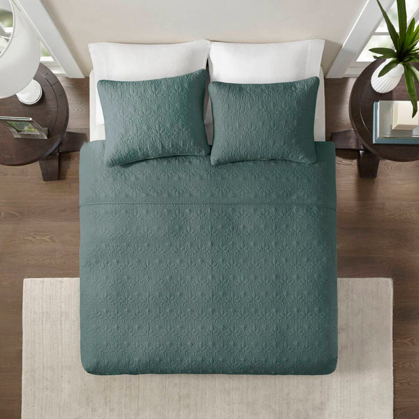 English Elm 3 Reversible Quilt Set Full/Queen with Pre-Washed Cotton Filling, Patterned Quilting, Anti-Microbial Care Green 17.72 L x 15.35 W x 6.3 H B035P266671