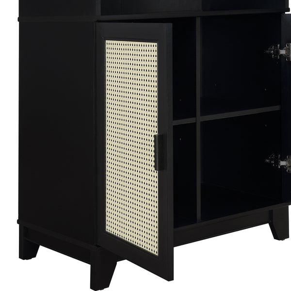 English Elm Sheridan 31" Bookcase Cabinet with 7 Shelves, Soft-Close Doors, Adjustable Shelves, Stylish Legs Black B365P397892