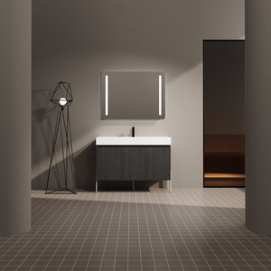 English Elm 48" Freestanding Bathroom Vanity with Resin Sink and Spacious Cabinet, Soft-Close Doors, Durable Finish Dark Oak W1972S00015