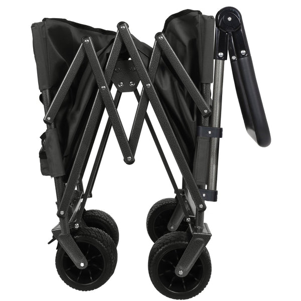 English Elm 3-in-1 Folding Wagon with Canopy Bench Seat 500lb All Terrain Heavy Duty Cart Gray W2932P354212