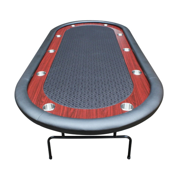 English Elm 96" Oval Poker Table Folding Felt Surface Wood Racetrack Rail Stainless Cup Holders Black W2748S00037