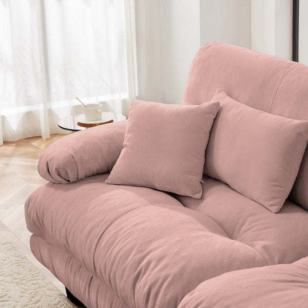 English Elm Free Modular U-Shaped Sectional Sofa - Cozy 4-Seater Cloud Couch In Soft Vintage Chenille Pink W714S01015