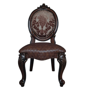 English Elm Brown Oval Back Side Chairs Set of 2 — Brown & Cherry Oval Backrest, Padded Lozenge Cushions, Nailhead Trim B062P185714