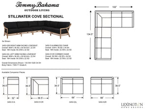 Lexington Tommy Bahama Outdoor 3450-50s-40 Stillwater Cove Sectional - Casual Contemporary Design In Sustainable Teak For Outdoor Comfort  Wood 3450-50s-40
