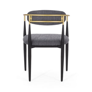 English Elm Dining Arm Chairs Set of 2 Gold Accent Iron Frame Upholstered Modern Minimalist N771P392272C