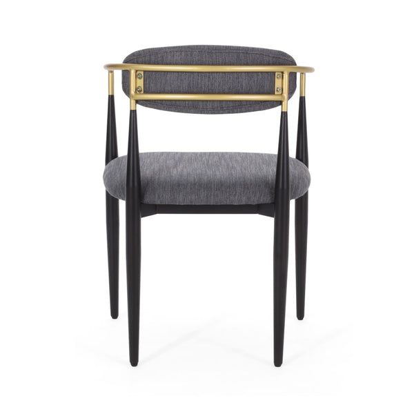 English Elm Dining Arm Chairs Set of 2 Gold Accent Iron Frame Upholstered Modern Minimalist N771P392272C