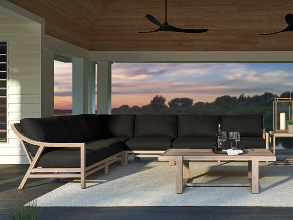 Lexington Tommy Bahama Outdoor 3450-50s-40 Stillwater Cove Sectional - Casual Contemporary Design In Sustainable Teak For Outdoor Comfort  Wood 3450-50s-40