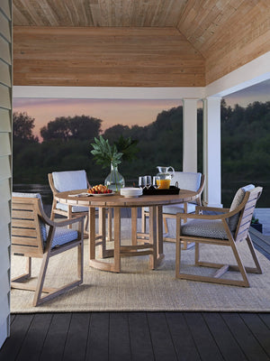 Lexington Tommy Bahama Outdoor 3450-870c Stillwater Cove Round Dining Table - Elegant Teak Design For Stunning Outdoor Spaces Taupe Wood 3450-870c