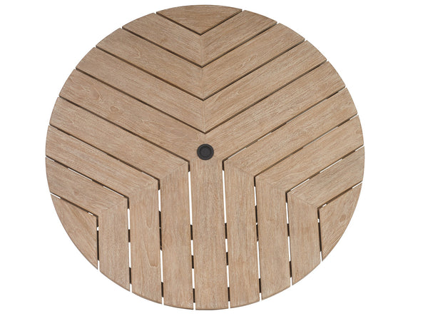 Lexington Tommy Bahama Outdoor 3450-870c Stillwater Cove Round Dining Table - Elegant Teak Design For Stunning Outdoor Spaces Taupe Wood 3450-870c