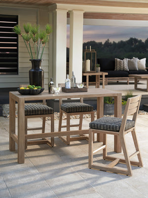 Lexington Tommy Bahama Outdoor 3450-873 Stillwater Cove High/Low Bistro Table - Elegant Teak Design For Outdoor Comfort & Style Taupe Wood 3450-873