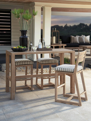 Lexington Tommy Bahama Outdoor 3450-873 Stillwater Cove High/Low Bistro Table - Elegant Teak Design For Outdoor Comfort & Style Taupe Wood 3450-873