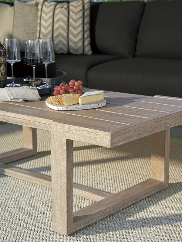 Lexington Tommy Bahama Outdoor 3450-947 Stillwater Cove Rectangular Cocktail Table - Elegant Teak Design For Modern Outdoor Living Taupe Wood 3450-947
