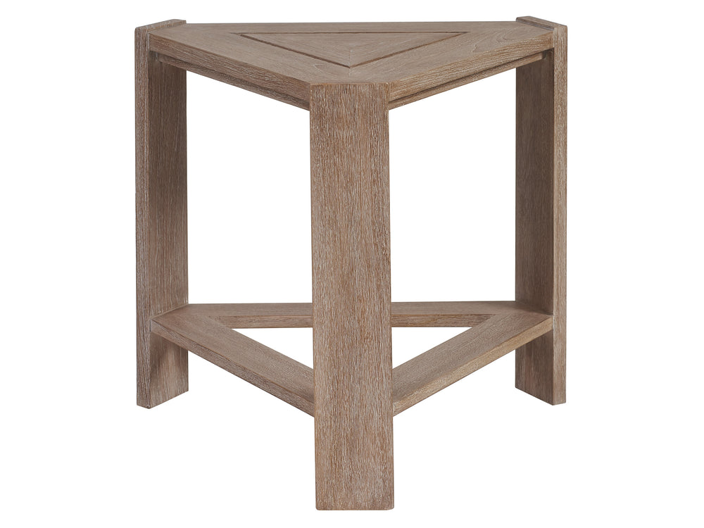 Lexington Tommy Bahama Outdoor 3450-951 Elegant Triangular End Table For Outdoor Spaces - Sustainable Teak With Modern Style Taupe Wood 3450-951