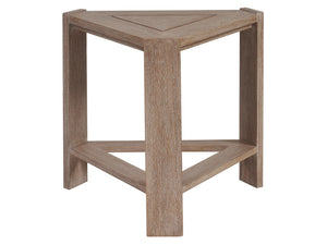 Lexington Tommy Bahama Outdoor 3450-951 Elegant Triangular End Table For Outdoor Spaces - Sustainable Teak With Modern Style Taupe Wood 3450-951