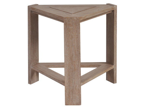 Lexington Tommy Bahama Outdoor 3450-951 Elegant Triangular End Table For Outdoor Spaces - Sustainable Teak With Modern Style Taupe Wood 3450-951
