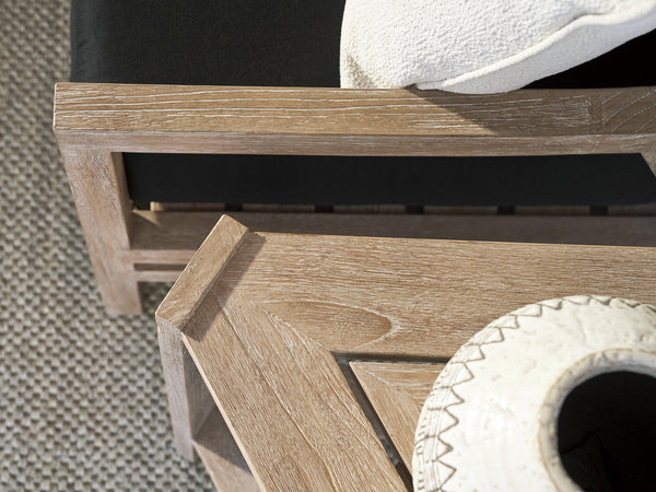 Lexington Tommy Bahama Outdoor 3450-951 Elegant Triangular End Table For Outdoor Spaces - Sustainable Teak With Modern Style Taupe Wood 3450-951