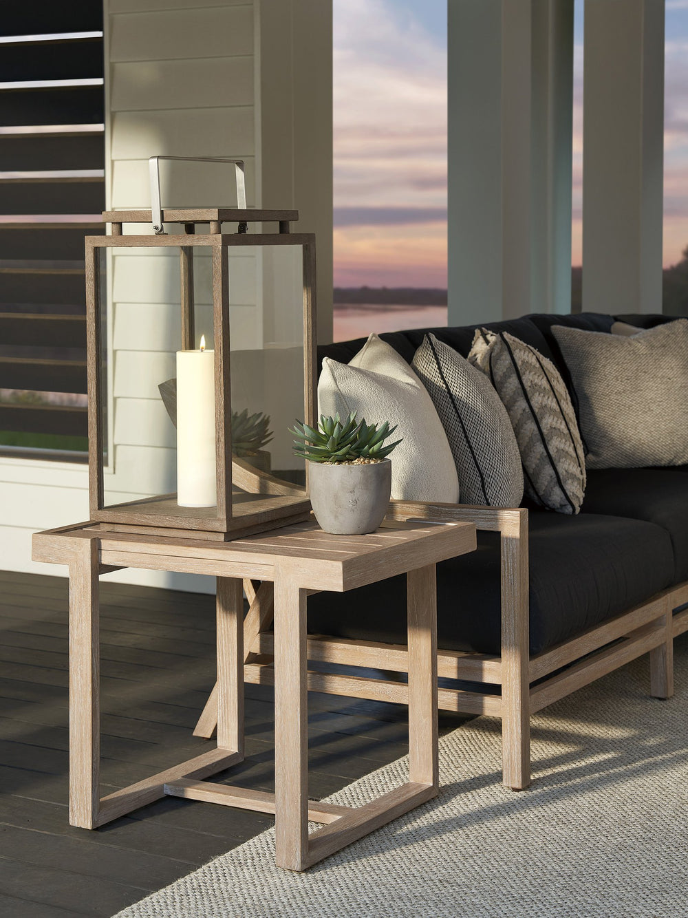 Lexington Tommy Bahama Outdoor 3450-955 Stillwater Cove Rectangular End Table - Elegant Teak Design For Outdoor Living Spaces Taupe Wood 3450-955