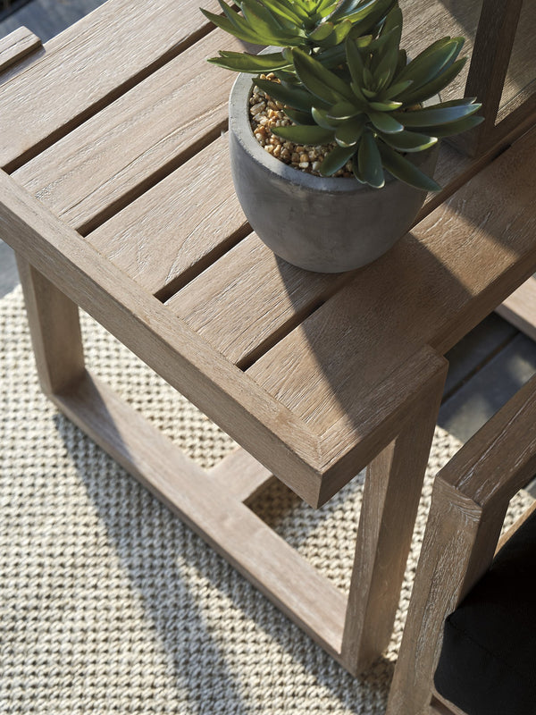 Lexington Tommy Bahama Outdoor 3450-955 Stillwater Cove Rectangular End Table - Elegant Teak Design For Outdoor Living Spaces Taupe Wood 3450-955