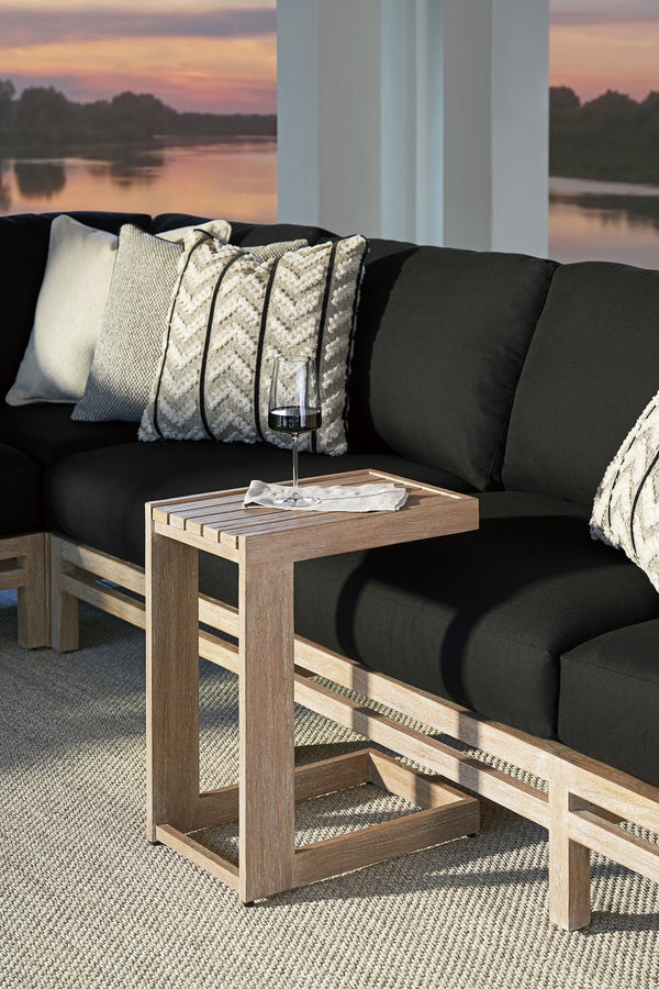 Lexington Tommy Bahama Outdoor 3450-957 Stillwater Cove Drink Table – Elegant Teak Design For Outdoor Comfort And Style Taupe Wood 3450-957