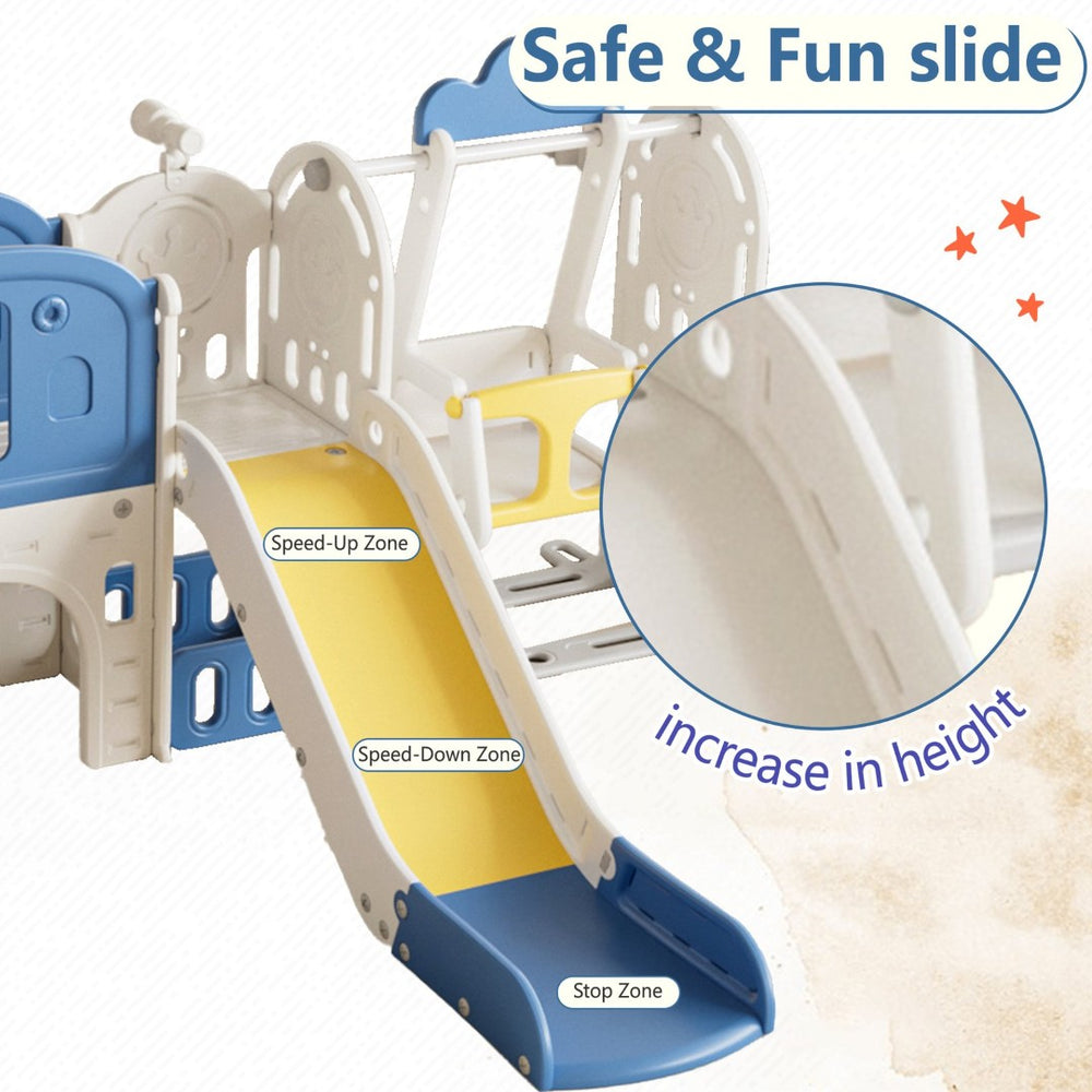 English Elm Toddler Playset 11 in 1 Hdpe Indoor Outdoor Swing Slide Basketball Climbing Set W509P227265