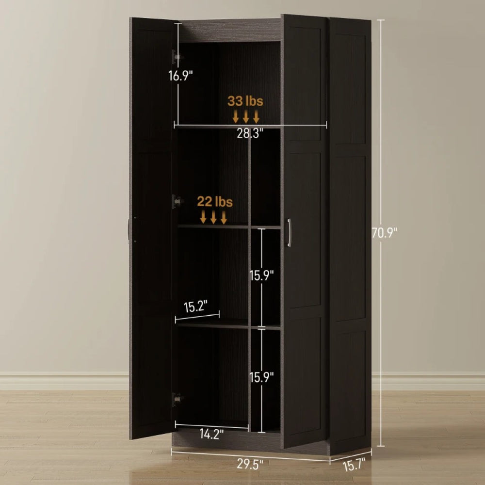 English Elm Stable Steel Locker Cabinet with Vented Doors and Adjustable Shelves for Home Office T3971P465897