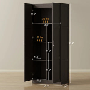 English Elm Stable Steel Locker Cabinet with Vented Doors and Adjustable Shelves for Home Office T3971P465897