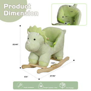 English Elm Kids Plush Dinosaur Rocking Toy with Safety Belt Lullaby Sounds and Hand Puppets W3723P374145